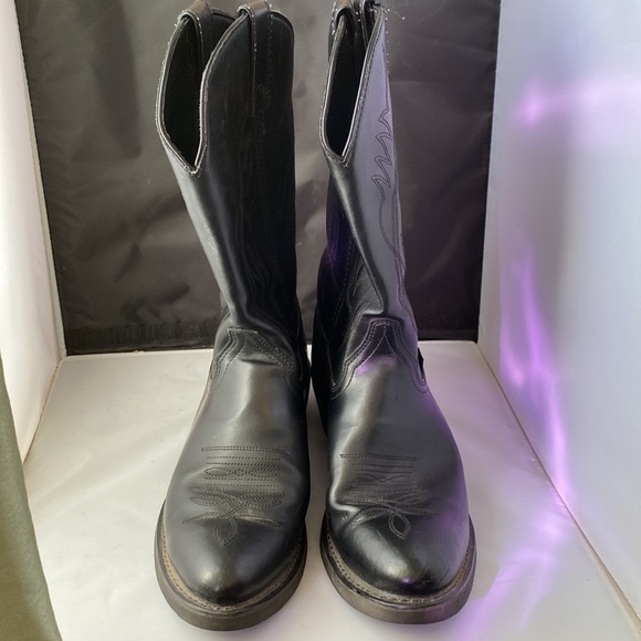 Jb1104 Justin Men's Black Cow Western Cowboy Boot.   Size 9EE - Picture 4 of 10